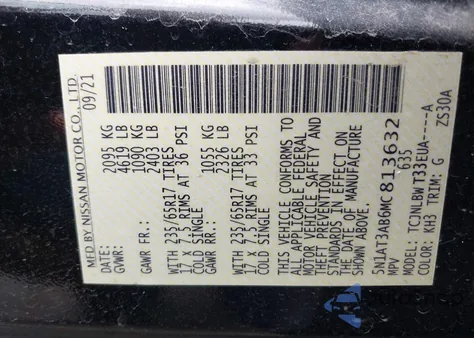 2021 Nissan Rogue S Intelligent Awd z USA, uszkodzony, nr VIN 5N1AT3AB6MC813632